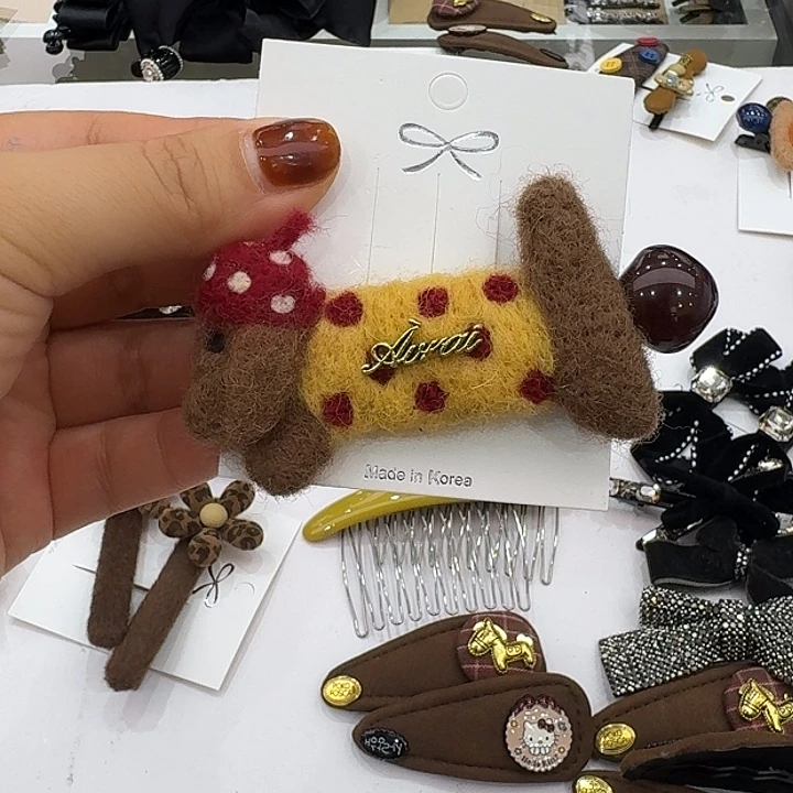 皮质铁合金小狗鸭夹