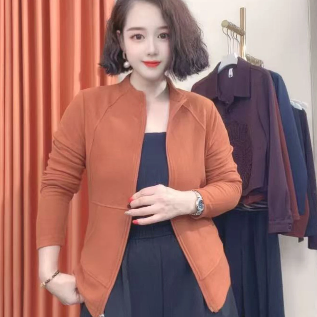 立领薄款常规款秋季厚款女短外套上衣百搭春季显瘦