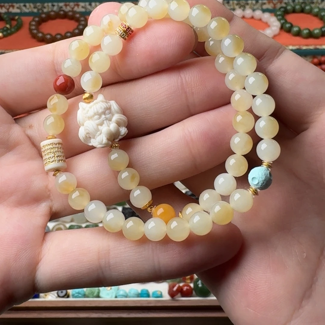 和田玉18K金镶嵌手链