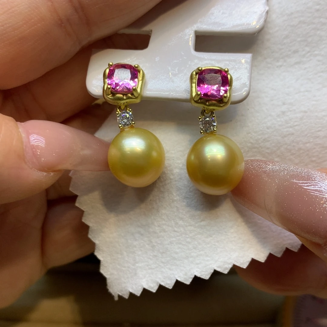 银S925镶嵌耳饰海水珍珠