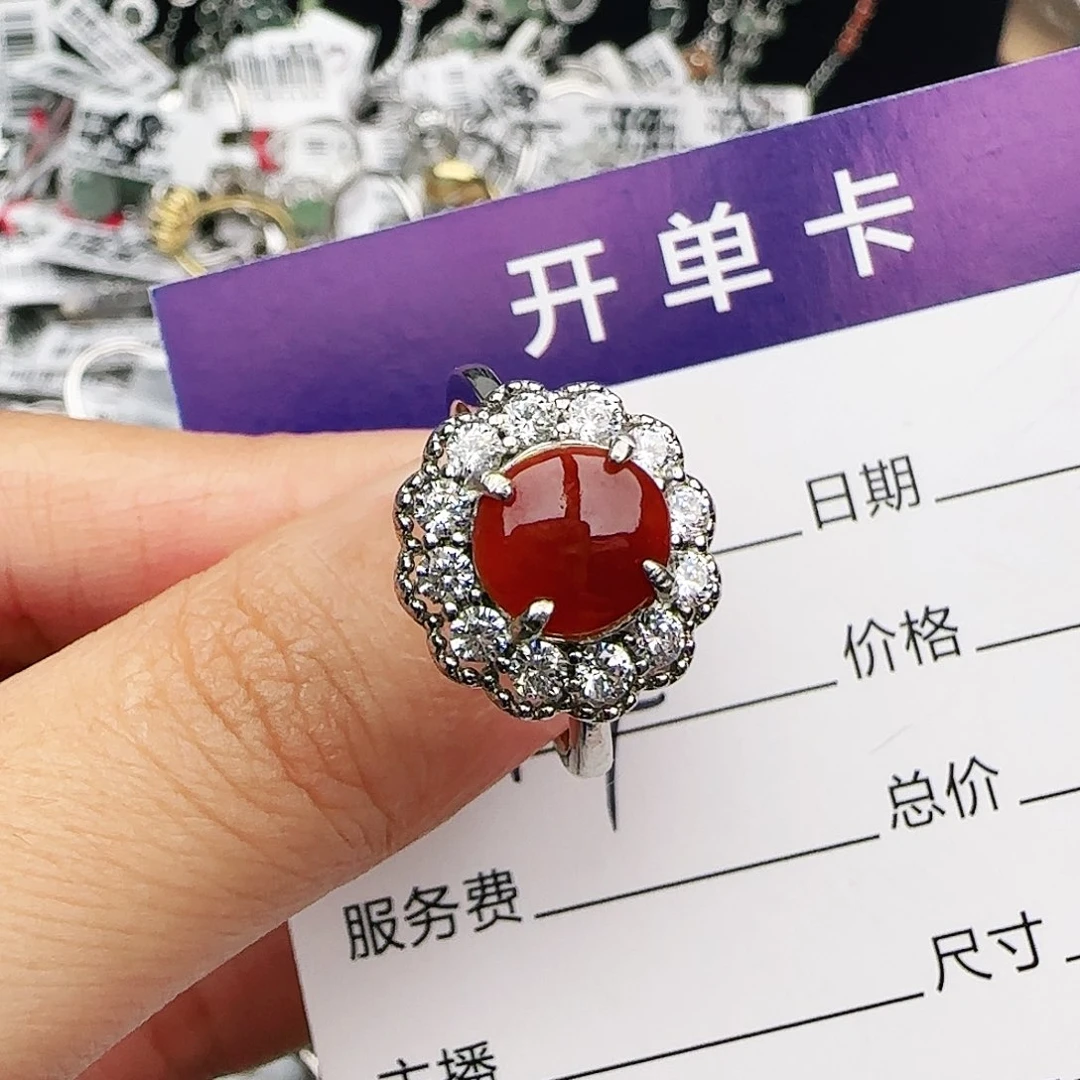 银S925镶嵌戒指翡翠戒指