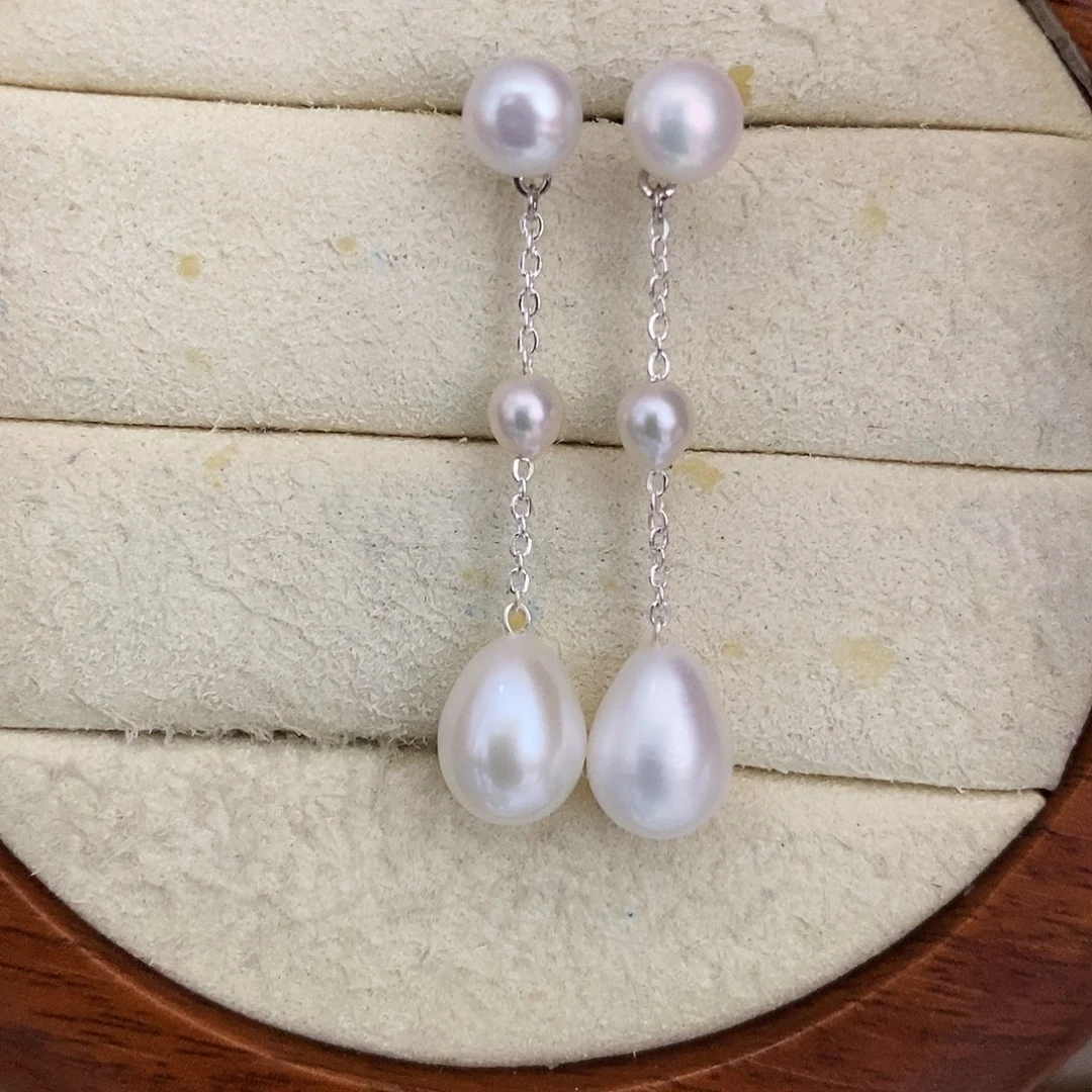 银S925镶嵌耳饰淡水珍珠