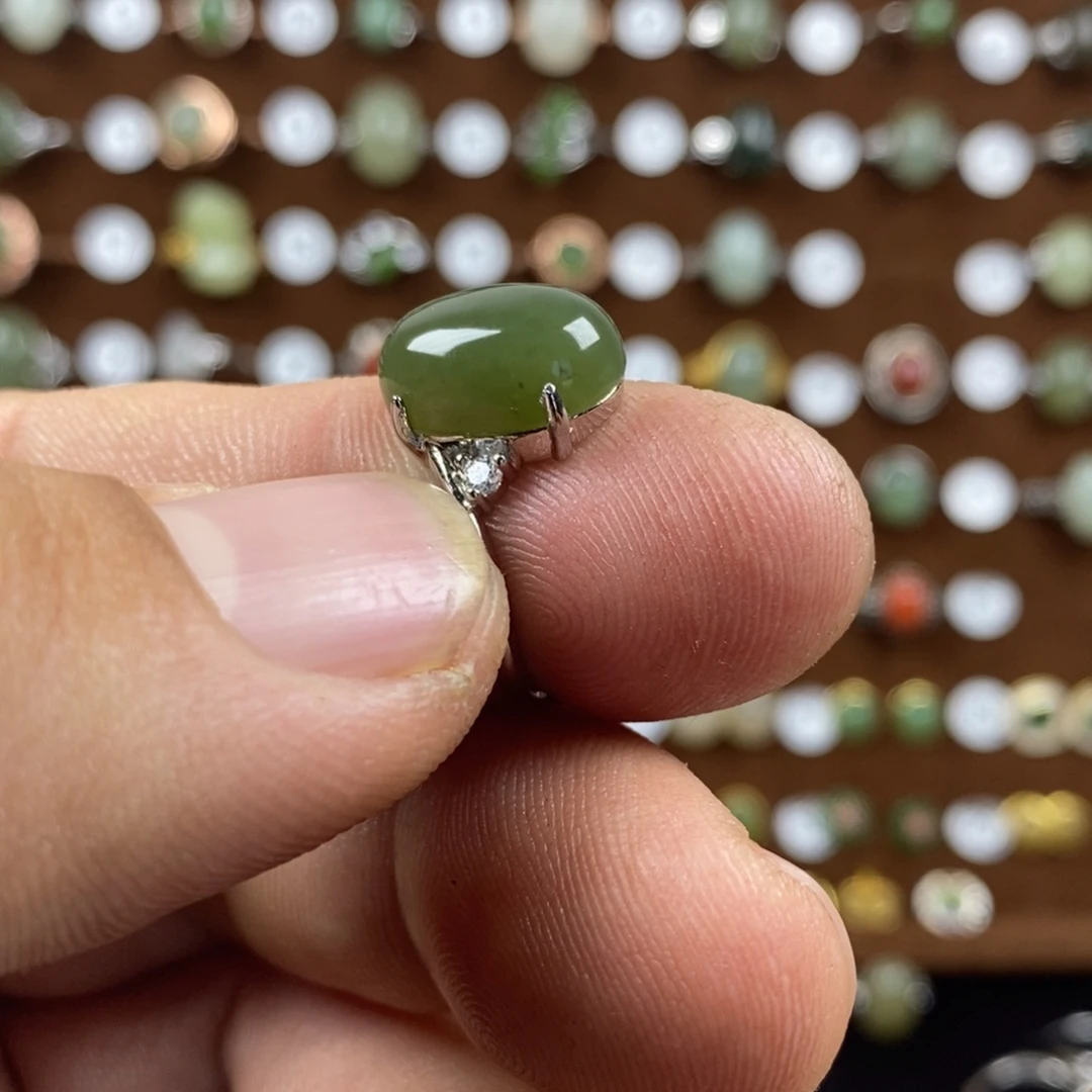 和田玉（青白玉）戒指合金