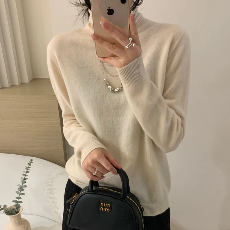 毛衣女秋冬2024新款羊毛无缝一体成衣高领堆领女式羊毛衫M826