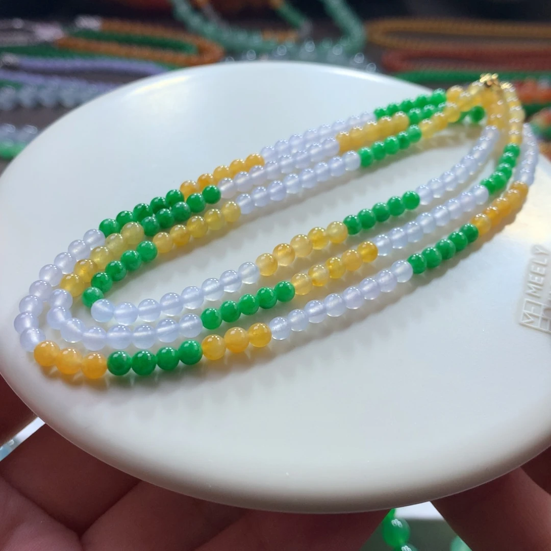 翡翠未镶嵌颈饰翡翠冰底三彩多宝卡3.50+