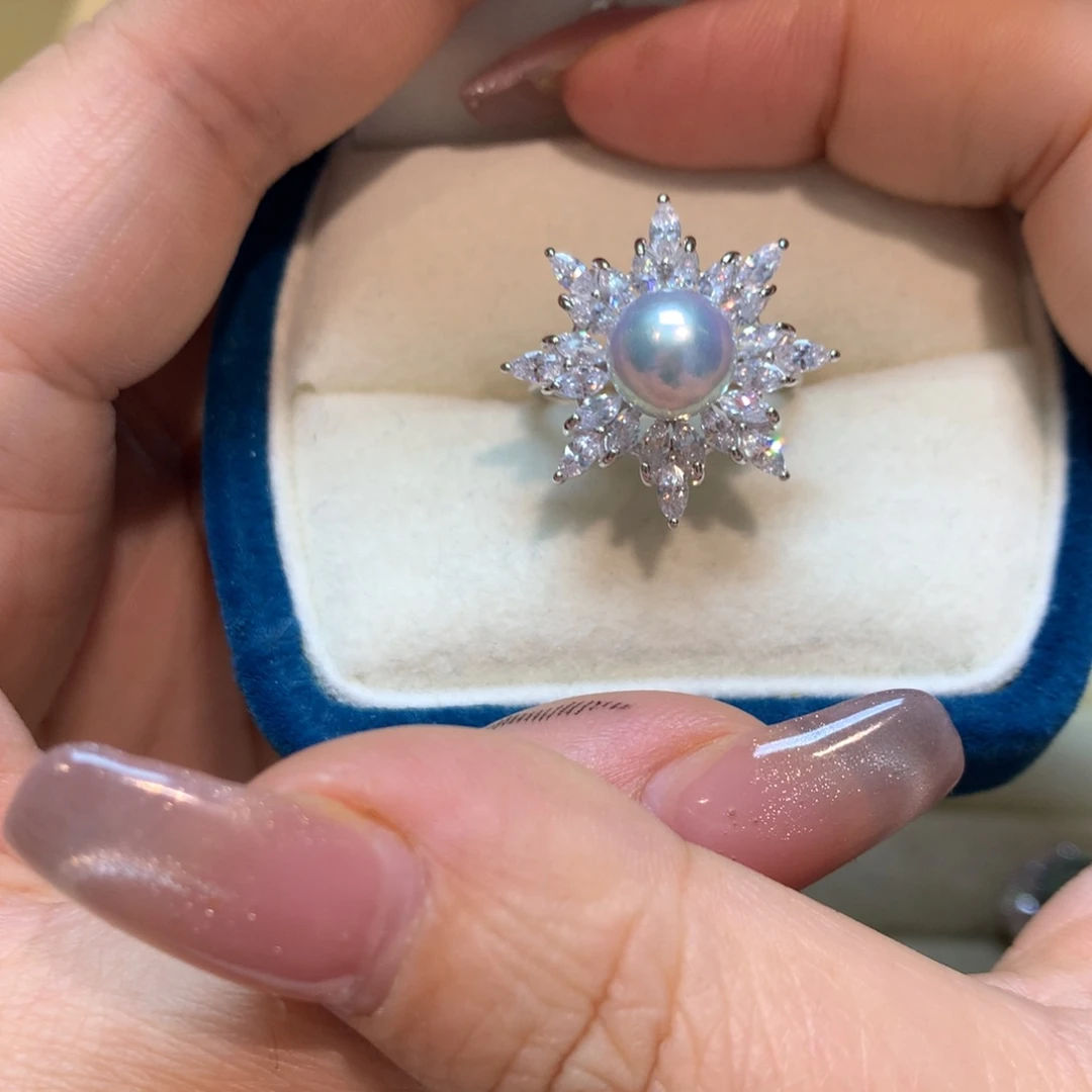 海水珍珠戒指银S925镶嵌