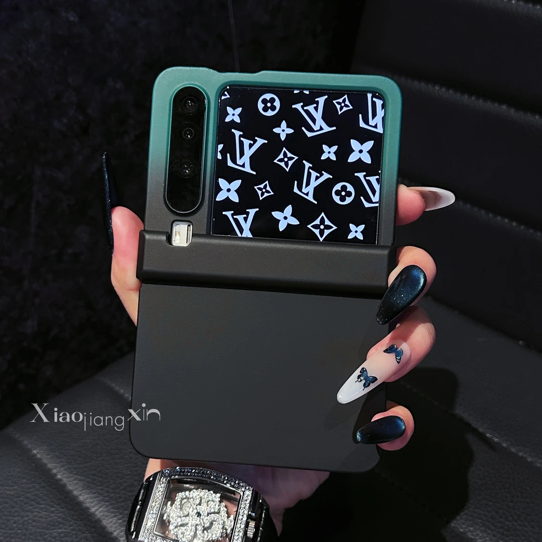 适用华为puraX高级感渐变纯色折叠pocket2全包中轴小米荣耀手机壳