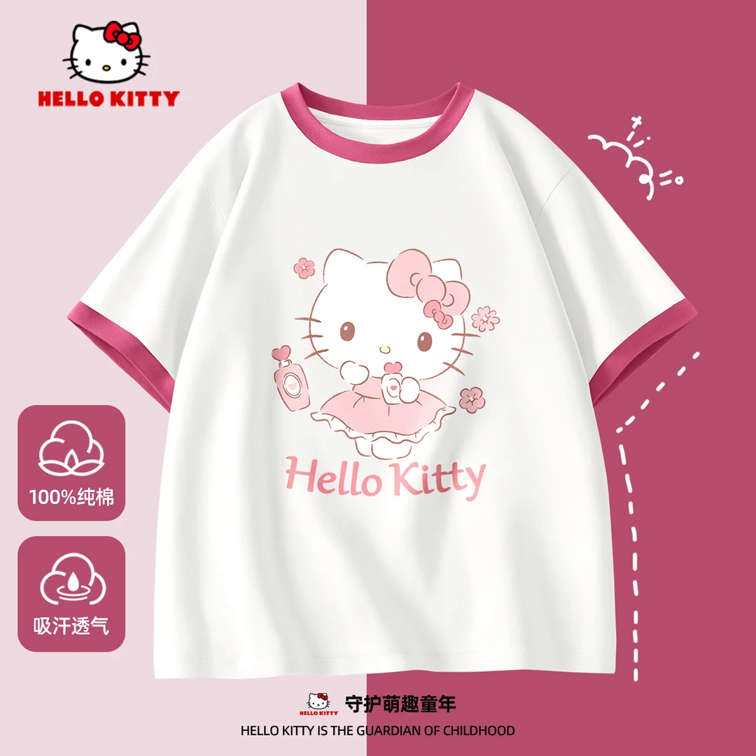 Hello Kitty女童夏装打底衫纯棉2025新款夏季内搭童装儿童短袖t恤