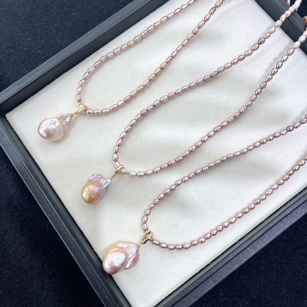 【珍珠甄选】淡水紫珠满珠项链+吊坠 多样性发一 R280