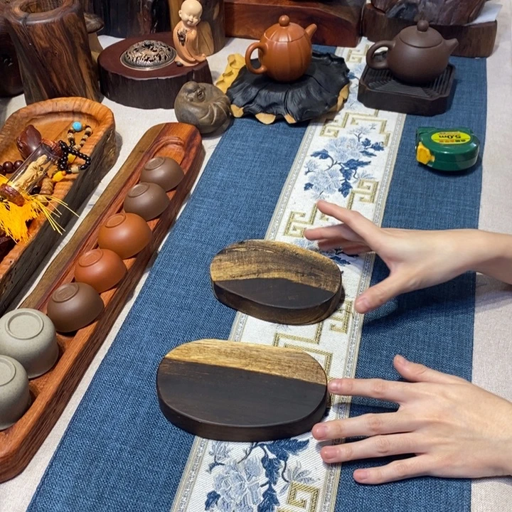 开播浮力 鸡翅木随形壶承1对