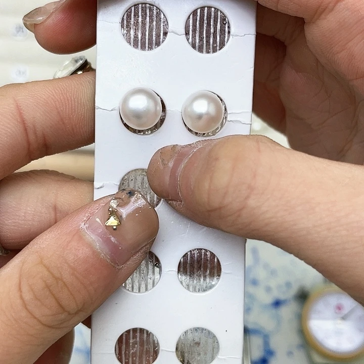 淡水珍珠耳饰银S925镶嵌新****绮