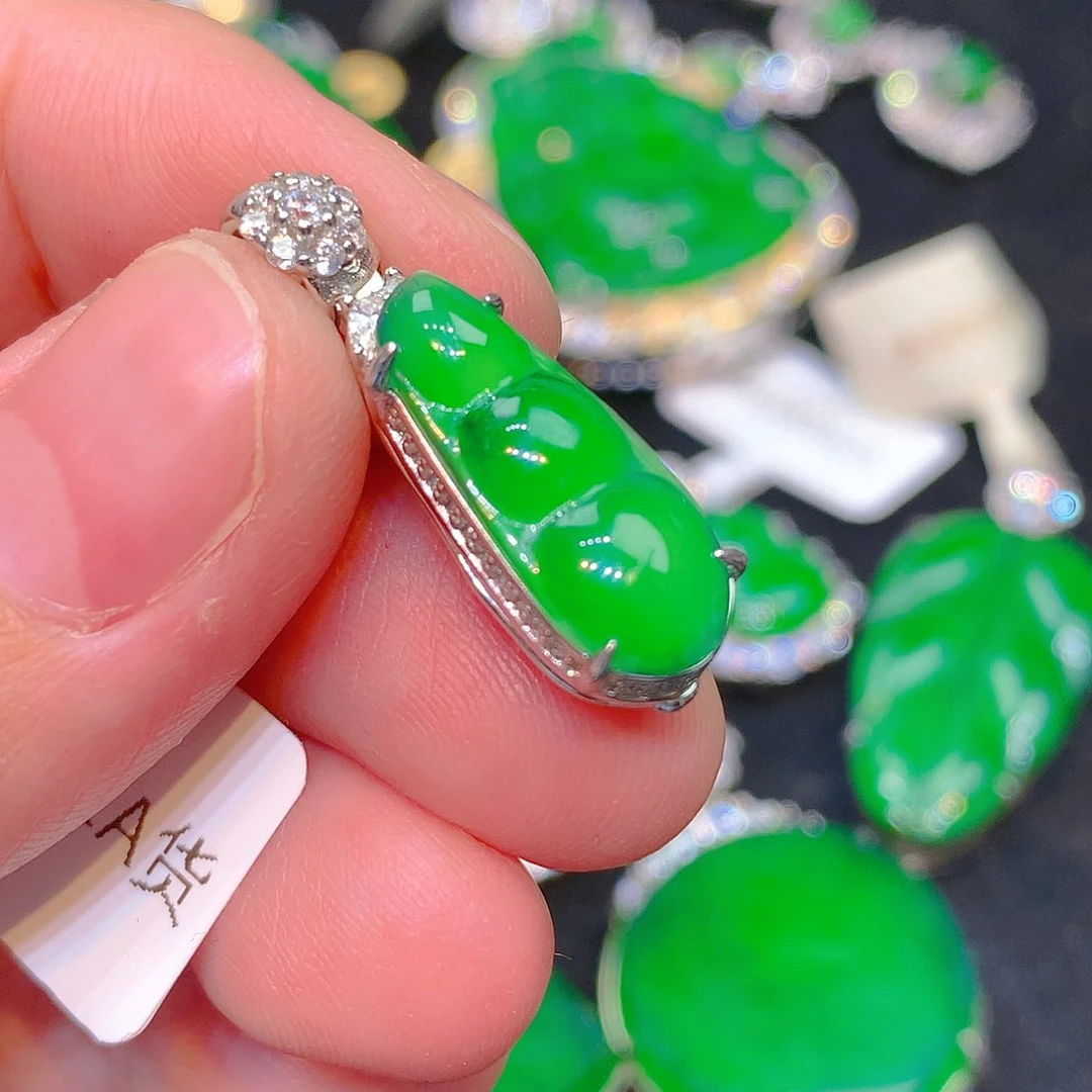 吊坠(不含链)银S925镶嵌翡翠翡翠