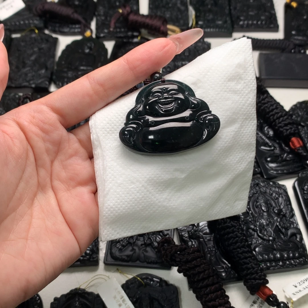 翡翠未镶嵌挂件天然缅甸a货钢琴黑挂件