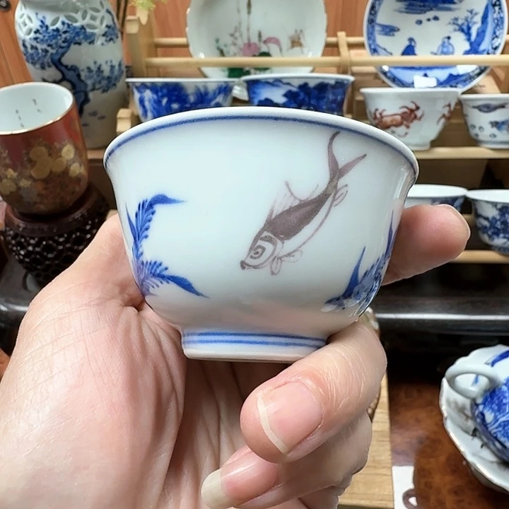 初代大丸北峯釉里红主人杯