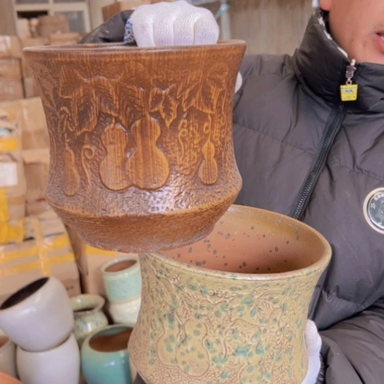 紫砂花盆高18口20————