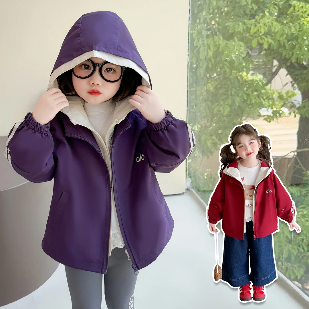 女童双拉链外套洋气小女孩春秋款时髦女宝宝韩版上衣小童拉链衫潮