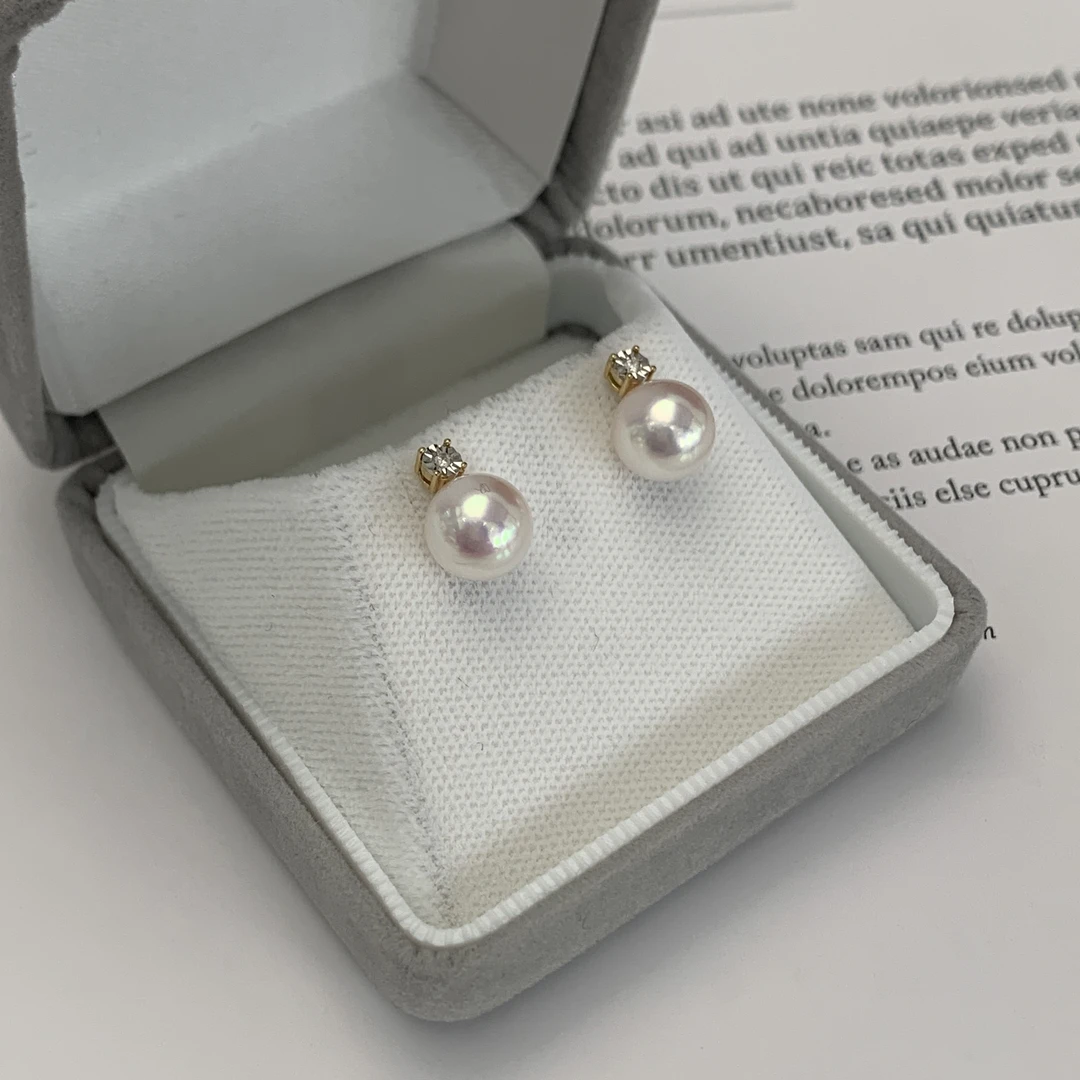 【彤彤珍珠】海水akoya珍珠【戴妃】天女强光耳钉真钻气质简约白色