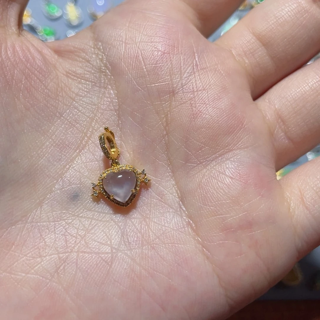 翡翠18K金镶嵌颈饰天然