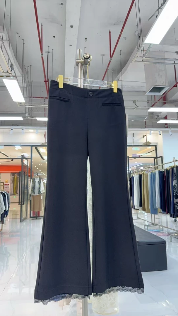 云云定制80102蕾丝花边小黑裤