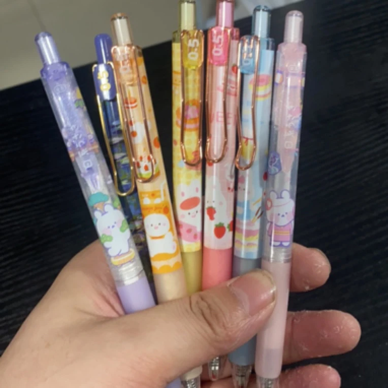 幕乐可爱按动中性笔黑色0.5速干