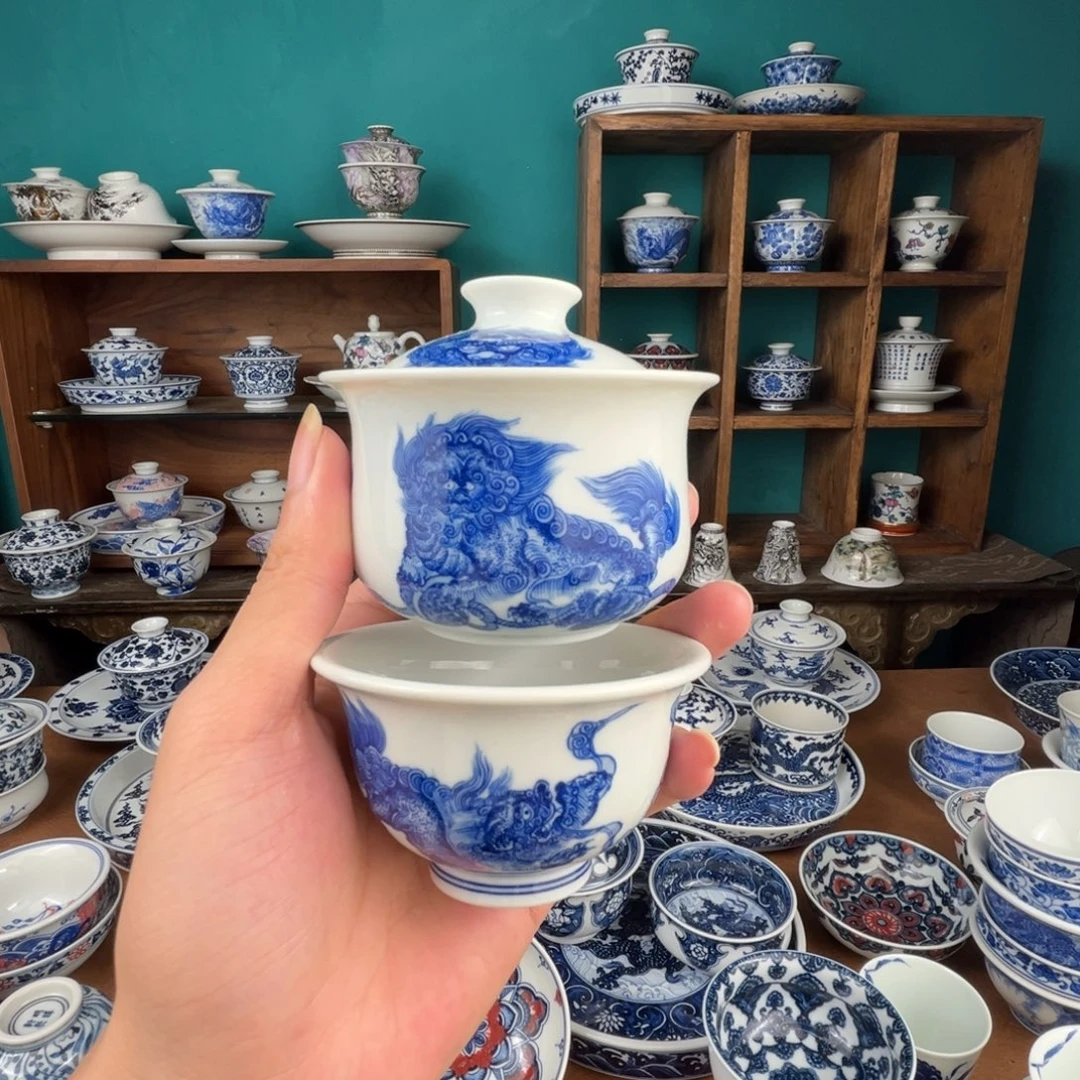 瓷片盖碗大狮子眼睛淡了哈哈哈哈