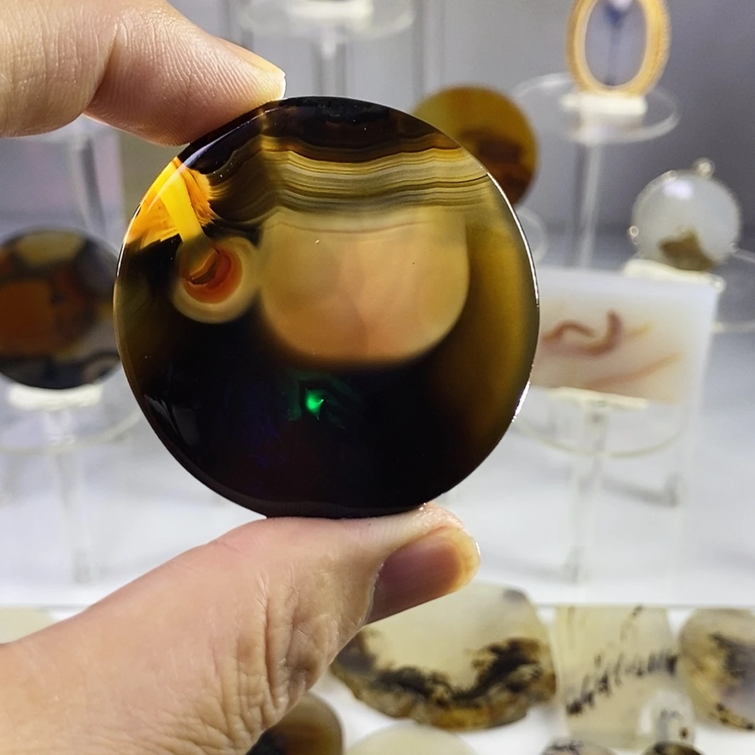 合成碳硅石非金属时尚图纹画面石饰品