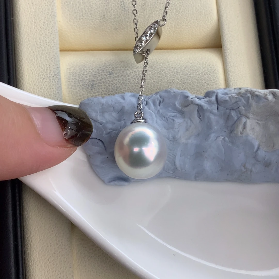 定制海水珍珠未镶嵌裸珠银蓝光澳白11-12