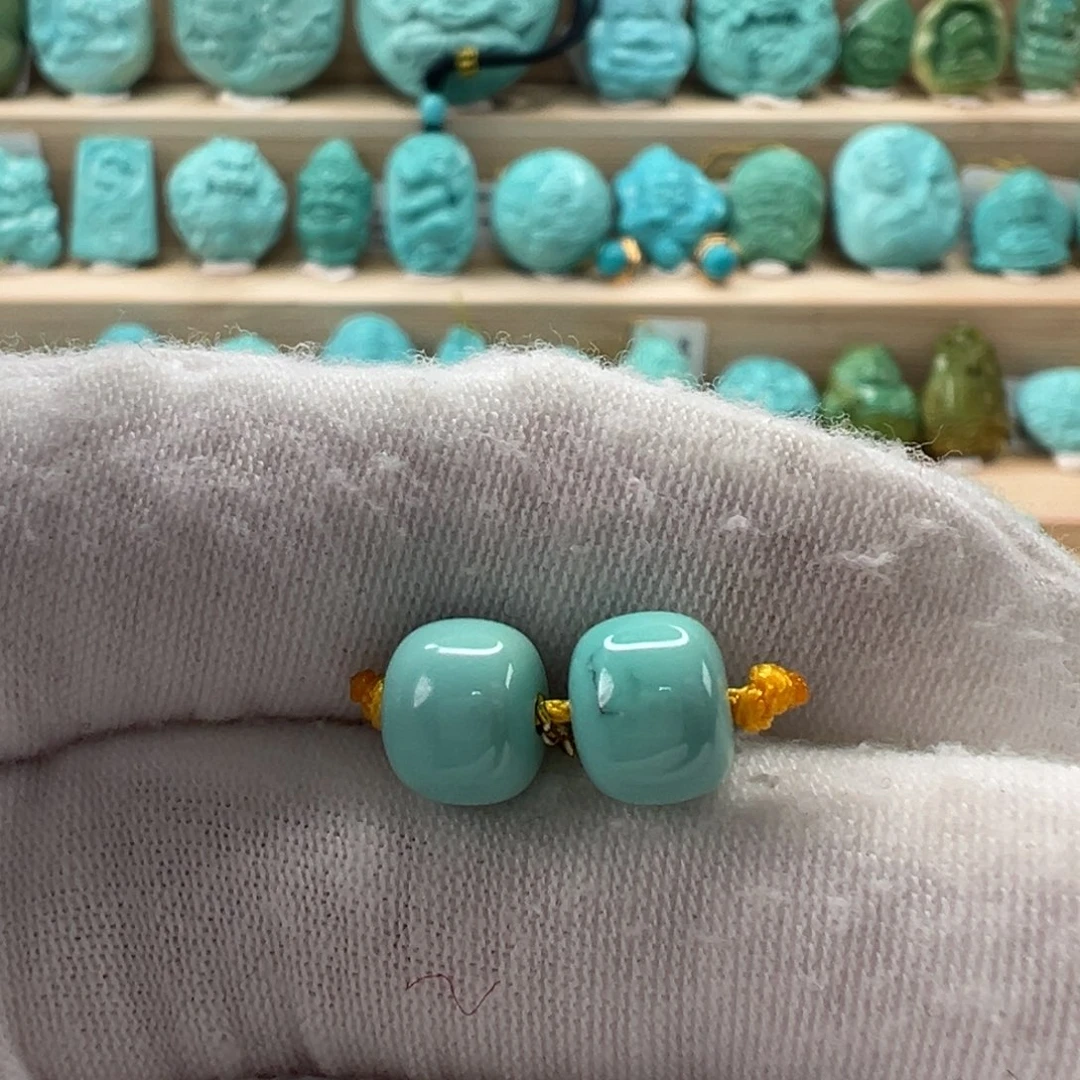 未镶嵌绿松石老型对珠7.7x6.3mm