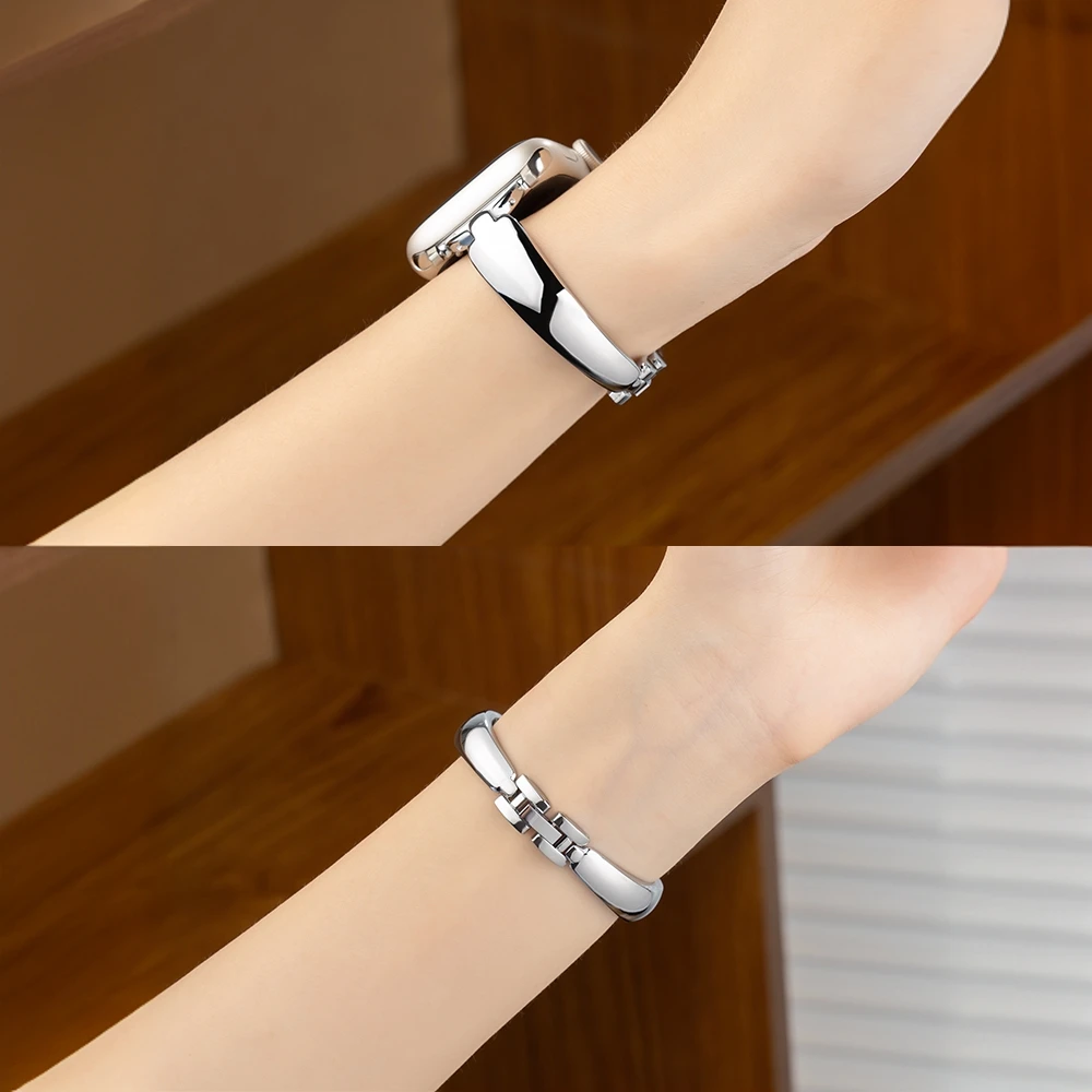 适用AppleWatchS8手镯表带7苹果手表S9新款金属s10高级SE女款夏天