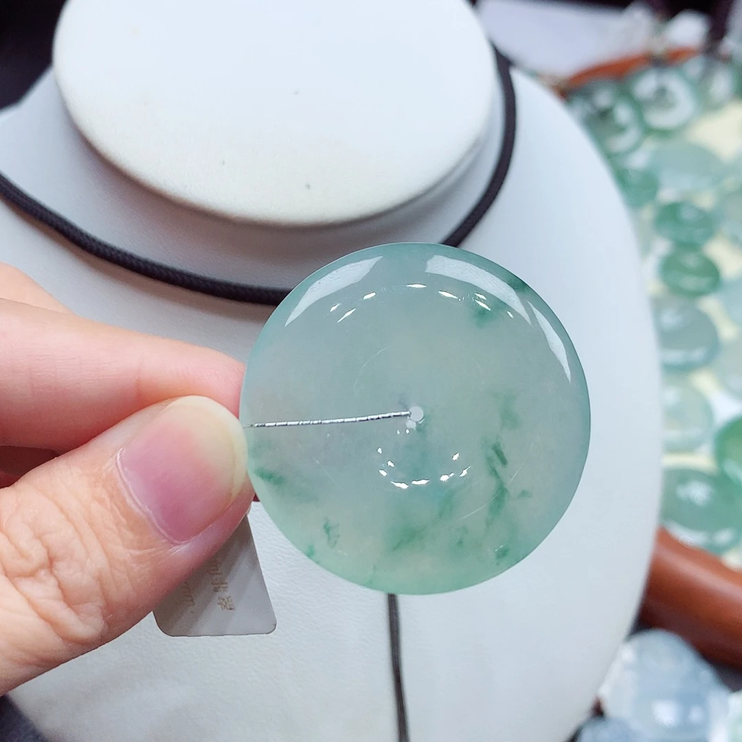 颈饰足银镶嵌翡翠编号75，35.9/5.8