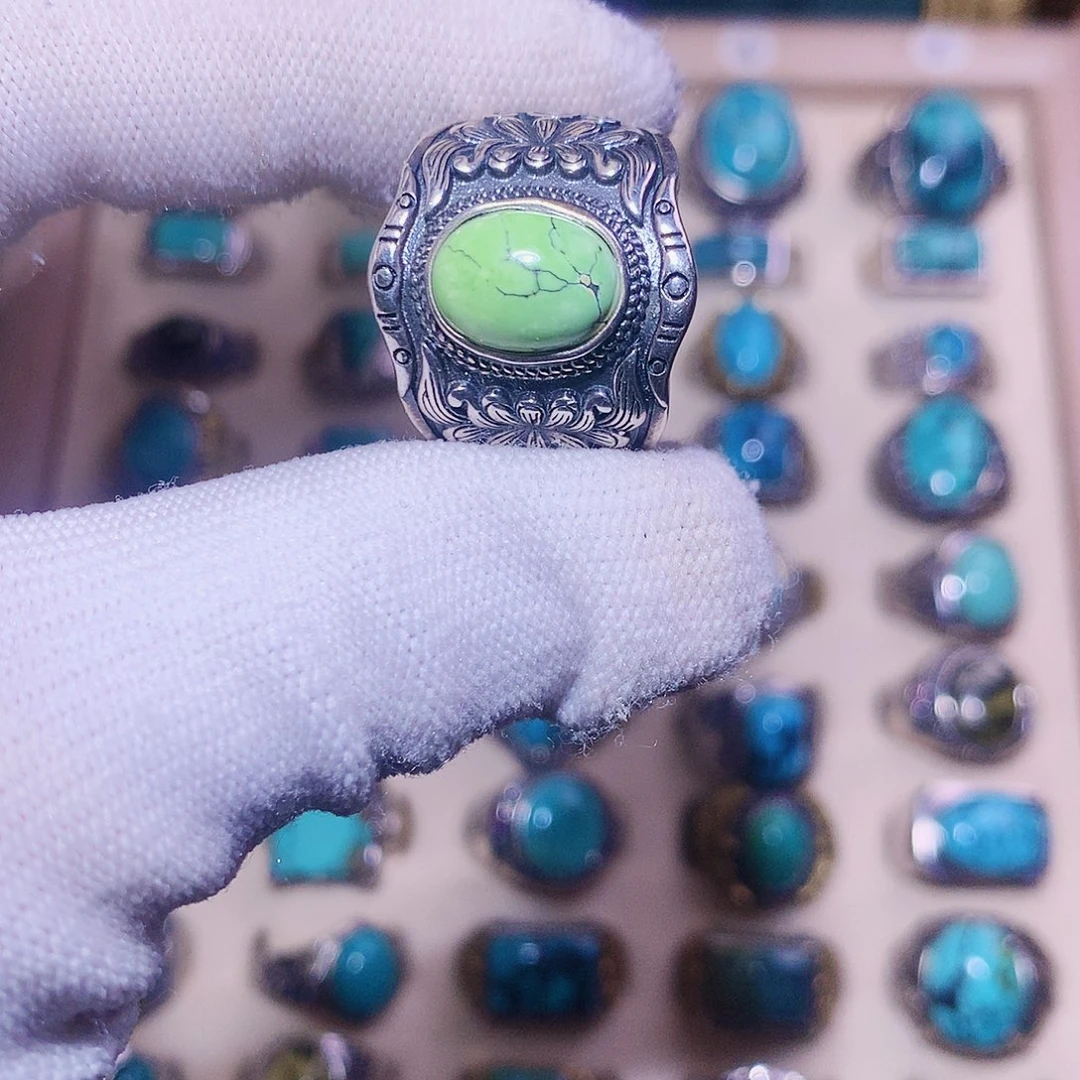 绿松石银S925镶嵌挂件