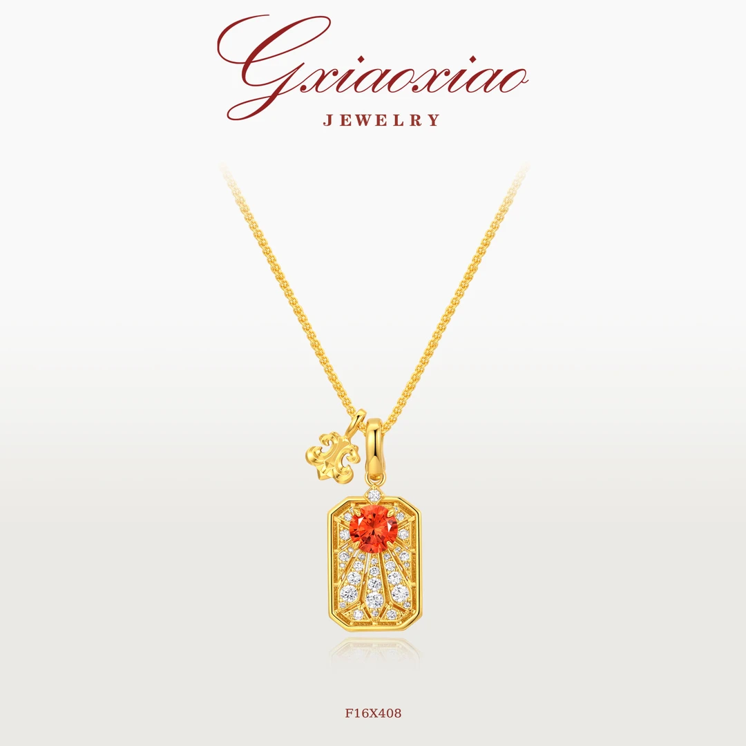 G XIAOXIAO 项链 【落日无事牌】法式轻奢高级感鸢尾花项链 F16X408