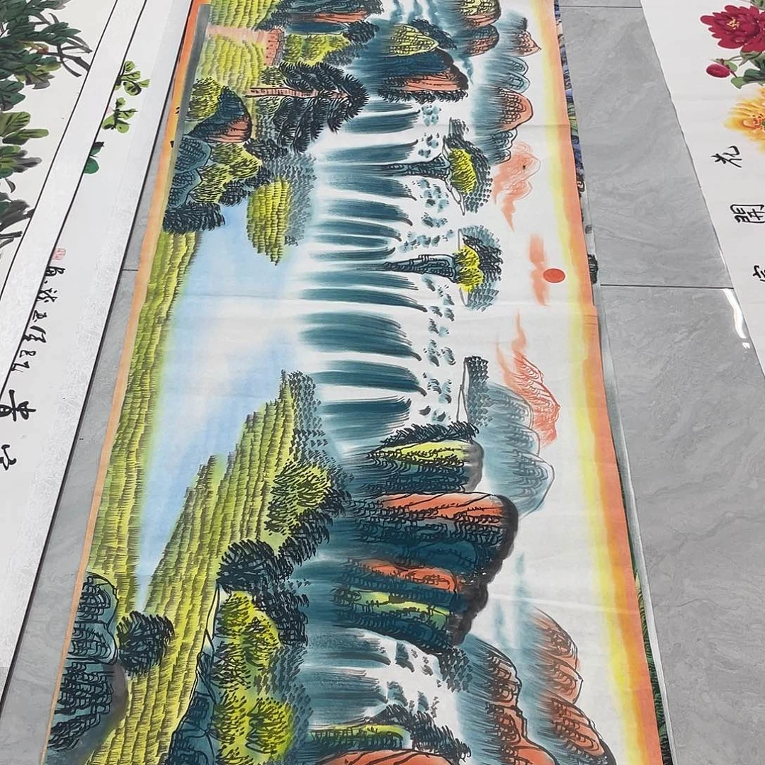 国画国画作品书法作品原稿小六旭日东升