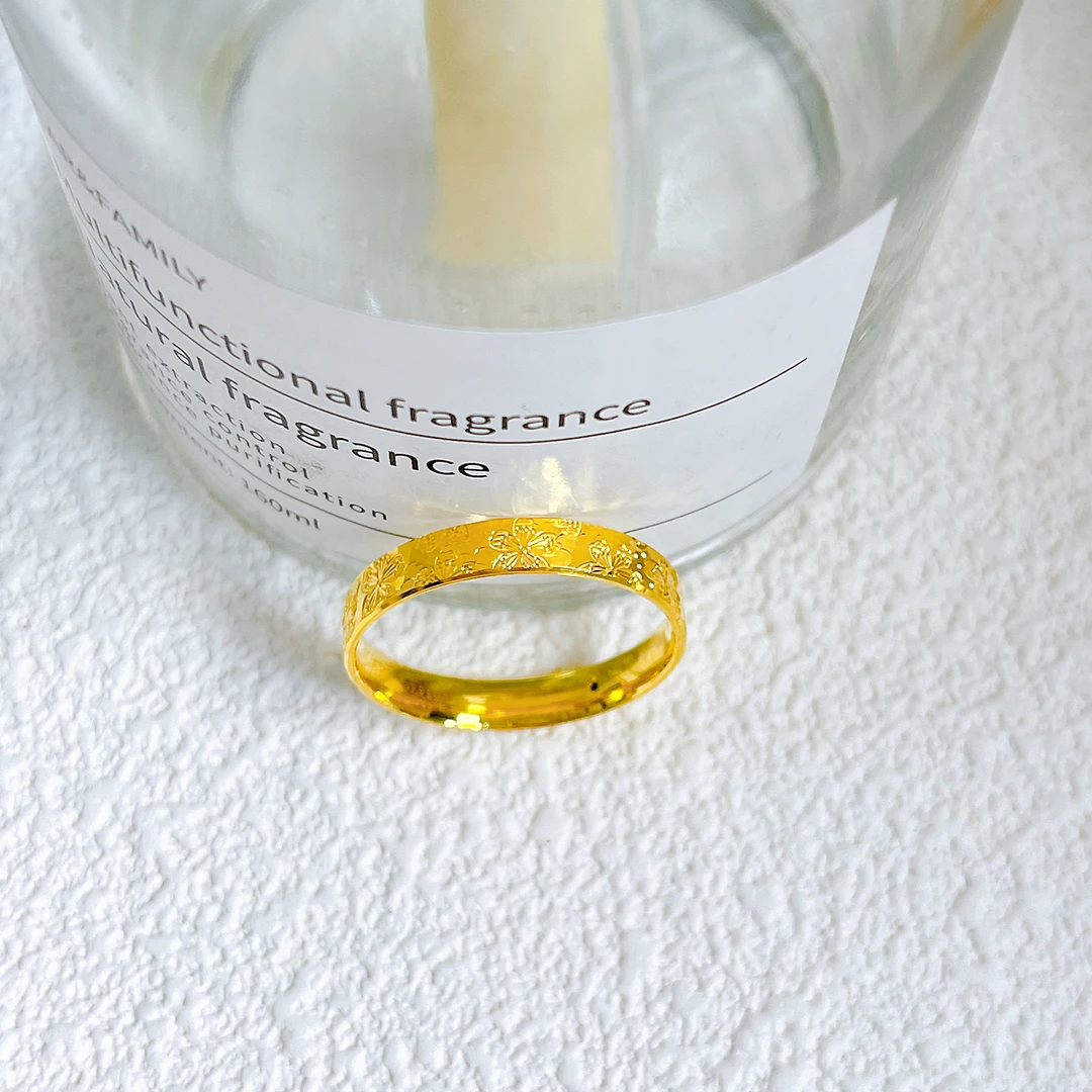 足金999樱花碎冰冰戒指 精致浪漫