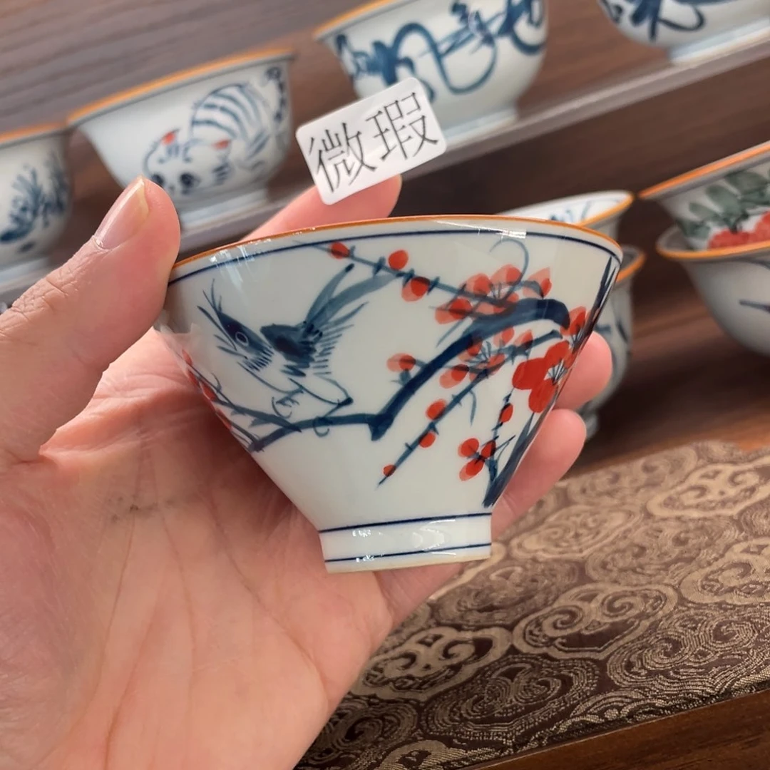 釉下手绘茶具微瑕