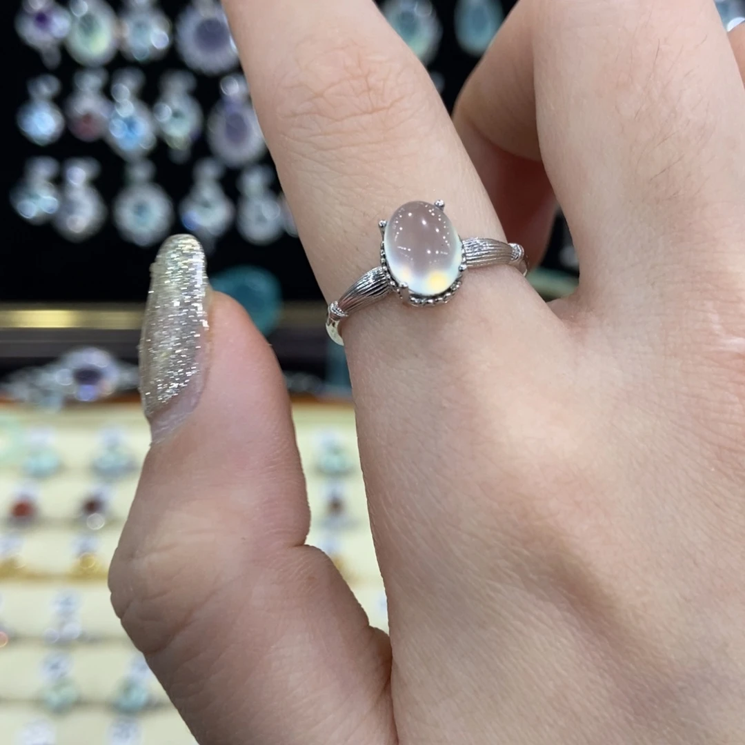 蛇纹石玉银S925镶嵌戒指