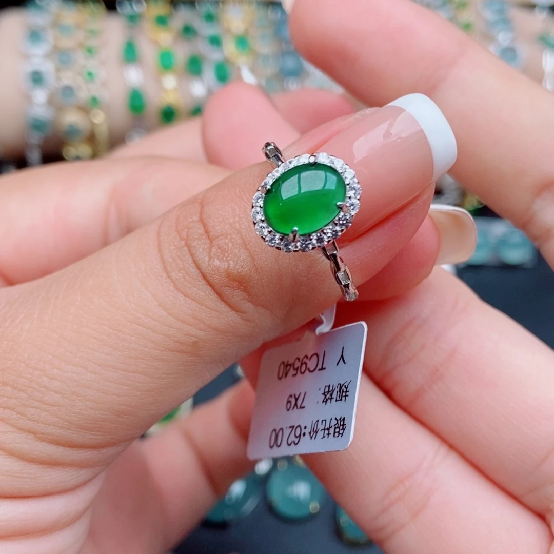 银S925镶嵌戒指翡翠12