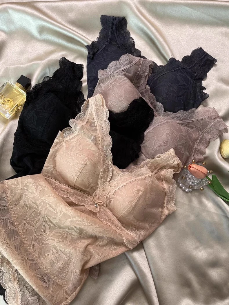 夏季超薄轻压微收腹塑身衣无钢圈性感蕾丝聚拢侧收内衣美背背心女