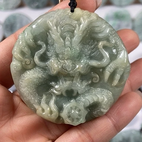 翡翠颈饰未镶嵌龙凤呈祥两面工福利