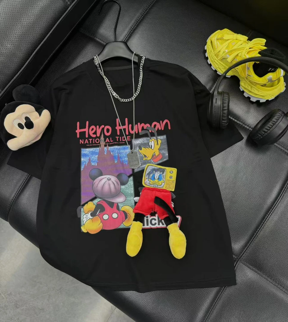 吾 2025【Y】6月8日 儿童男童女童时尚黑色卡通短袖T恤4235-