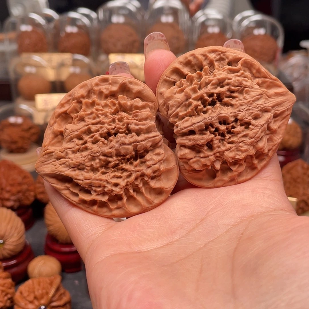 文玩核桃把件官帽桃心57-58