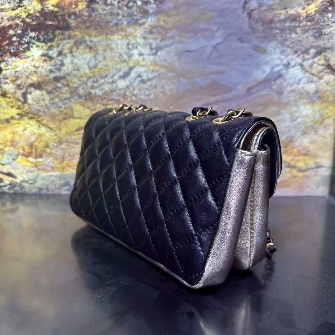 HIRMRIS手工真皮包1136-黑-双盖香黑金