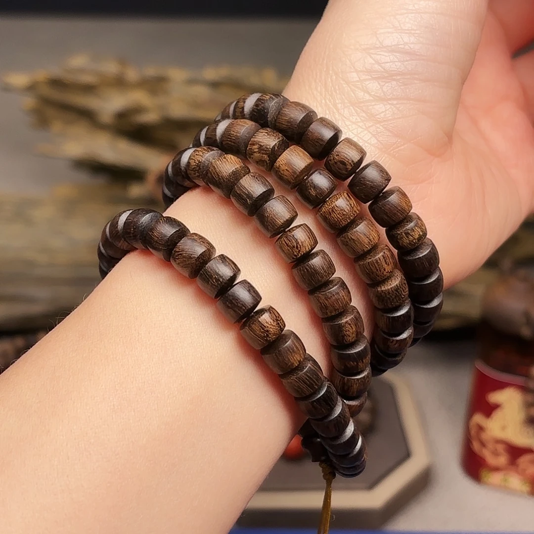 沉香手串越南富森红土瘤疤0.6×0.8×108