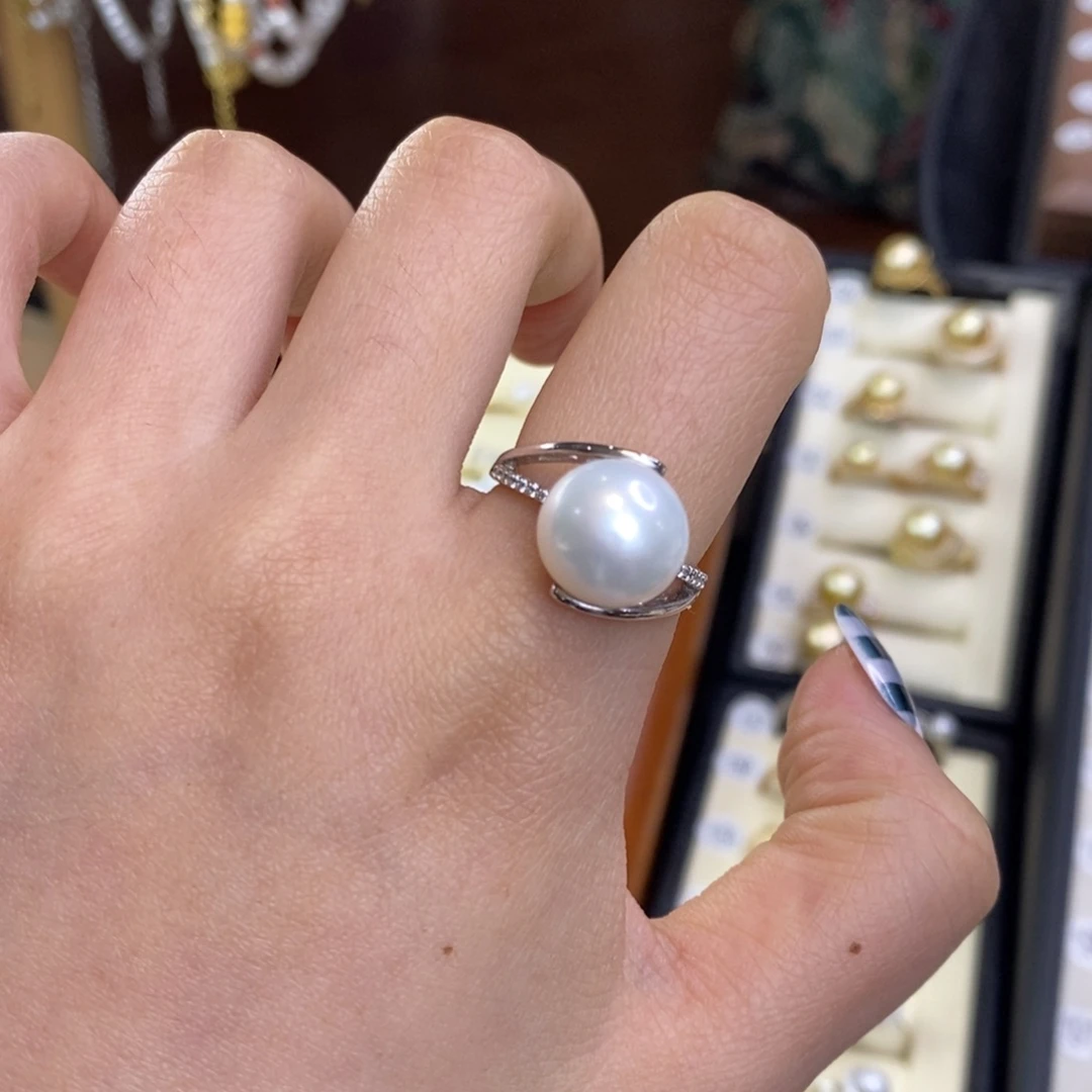 银S925镶嵌戒指淡水珍珠特价