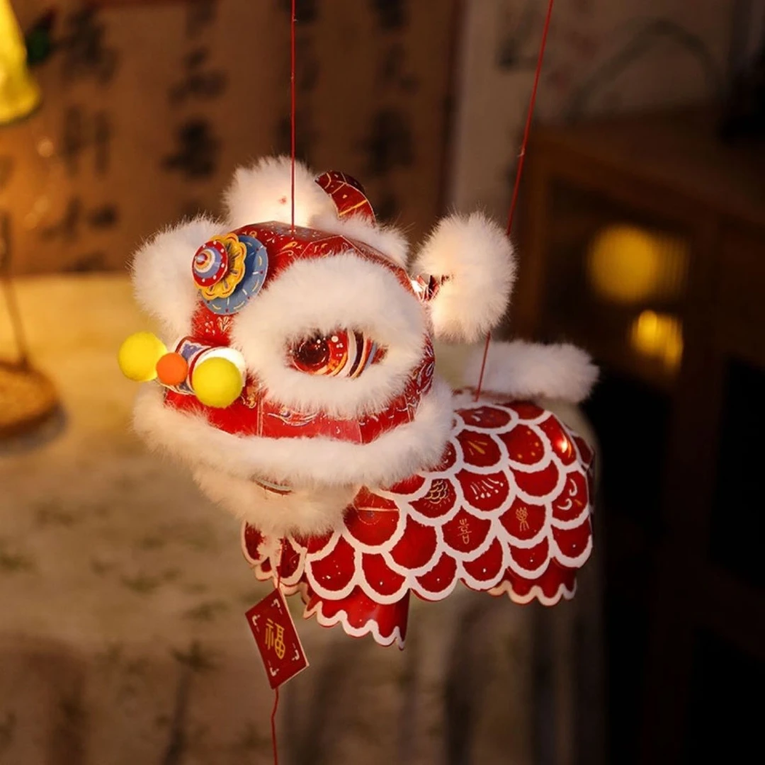 【醒狮+招财铃铛】中秋节非遗文化花灯舞狮手工diy灯笼材料包醒狮灯