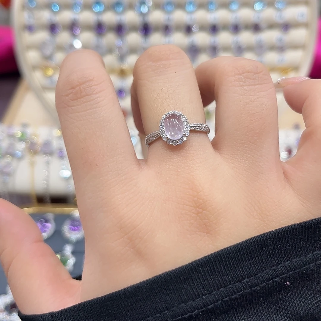 芙蓉石戒指银S925镶嵌