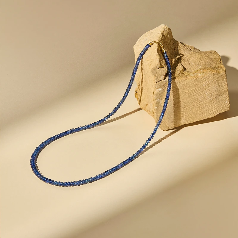 ECI【雨韵】矢车菊蓝宝石项链18k金算盘珠项链轻奢珠宝18K黄金项链