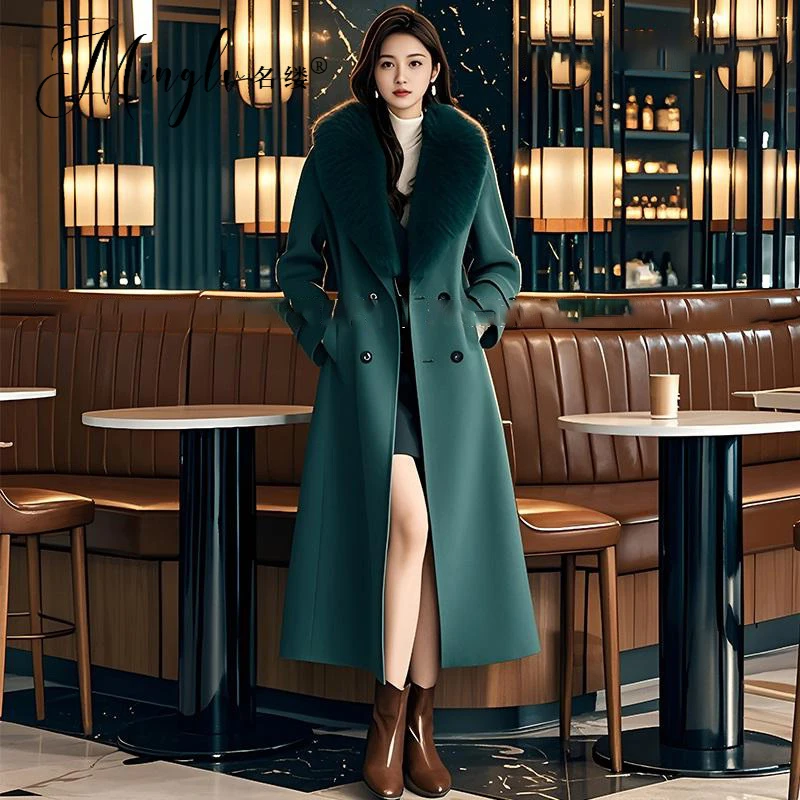 名缕女装时尚高级感气质高档2025冬季长款轻奢优雅保暖毛呢外套女