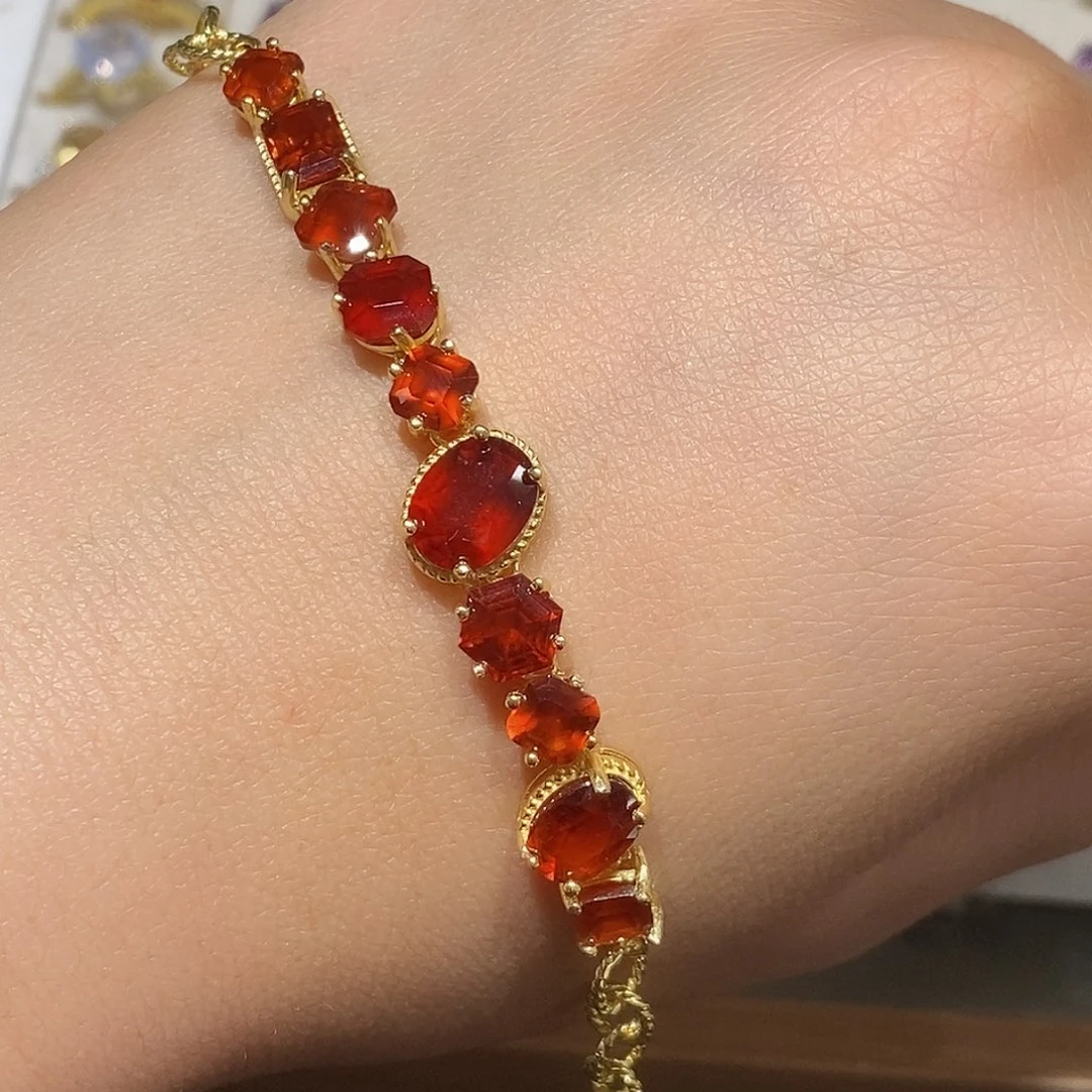 石榴石手链银S925镶嵌