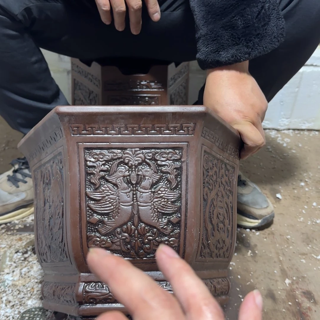 紫砂花盆口径27 23高度21